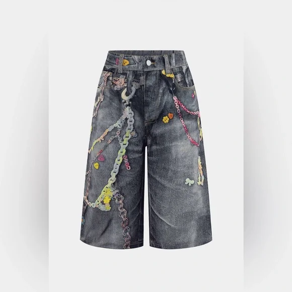 Micas Chain Print Wide Leg Shorts XS MC-4 (1) - Picture 3 of 8